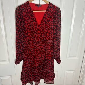 Banana Republic Red Animal Print Dress Size Small